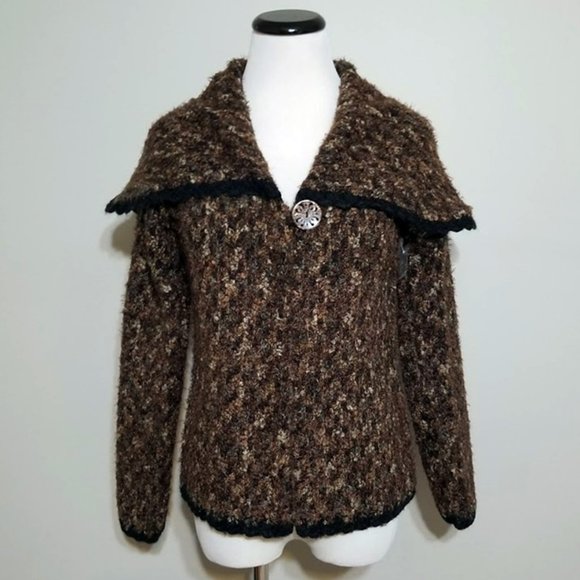 Nos Vintage Marisa Christina Brown Shawl Collar Cardigan S Womens Cozy Cabincore - Picture 3 of 7